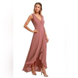Lulus Juliette Mauve Ruffled High-Low Wrap Dress